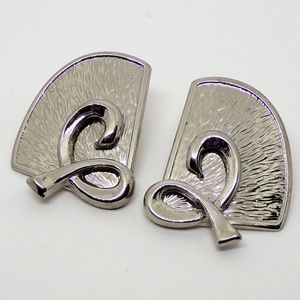 Silvertone Lg Statement Textured Pierced Earrings